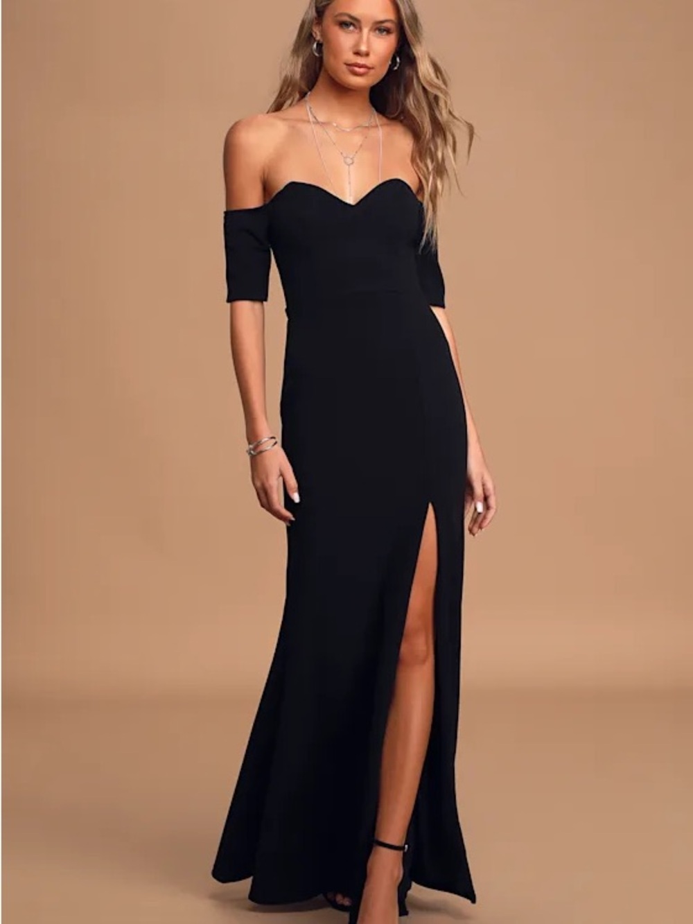 Celebrating You Black Off-the-Shoulder Mermaid Maxi Dress